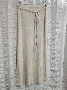 ASOS A-line Flax Linen Blend Midi Maxi Crinkled Textured Gauze Boho Skirt